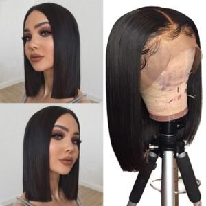 13×4 Full Frontal Bob Wig Straight 10 inches – Natural Color